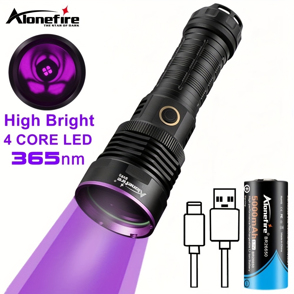 Alonefire 25W 高亮 365nm LED 紫外線手電筒紫外線寵物尿漬檢測器工具貓苔蘚真菌檢測手電筒