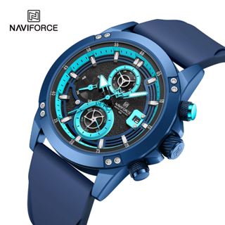 Naviforce 全新豪華男士運動手錶矽膠錶帶軍用手錶男日期石英多功能時鐘