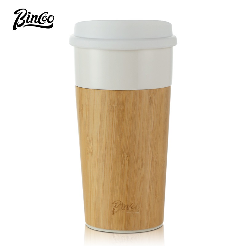 BINCOO 保溫杯 陶瓷內膽 美式咖啡杯 拿鐵便攜隨行杯 防燙高檔水杯子 400ML