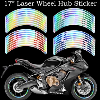 17英寸摩托車機車踏板車輪轂貼花鋼圈輪胎炫彩貼紙