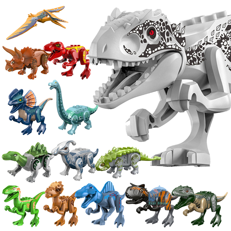 【zizi show】恐龍積木套組 侏羅紀世界 暴龍 迅猛龍 帝王白龍 牛龍 積木模型玩具 兼容樂高 抽抽樂 男孩的玩具