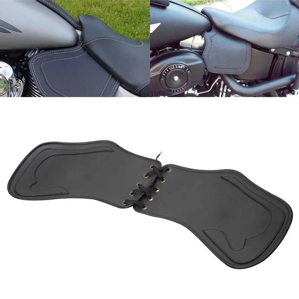 摩托車黑色皮革隔熱罩導流板隔熱板適用於哈雷883軟尾戴娜Fatboy Touring 發動機防燙墊排氣隔熱皮
