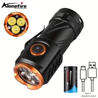 Alonefire X56 迷你 3x LED 高亮 LED 手電筒 Type-C USB 可充電 18350 便攜式背