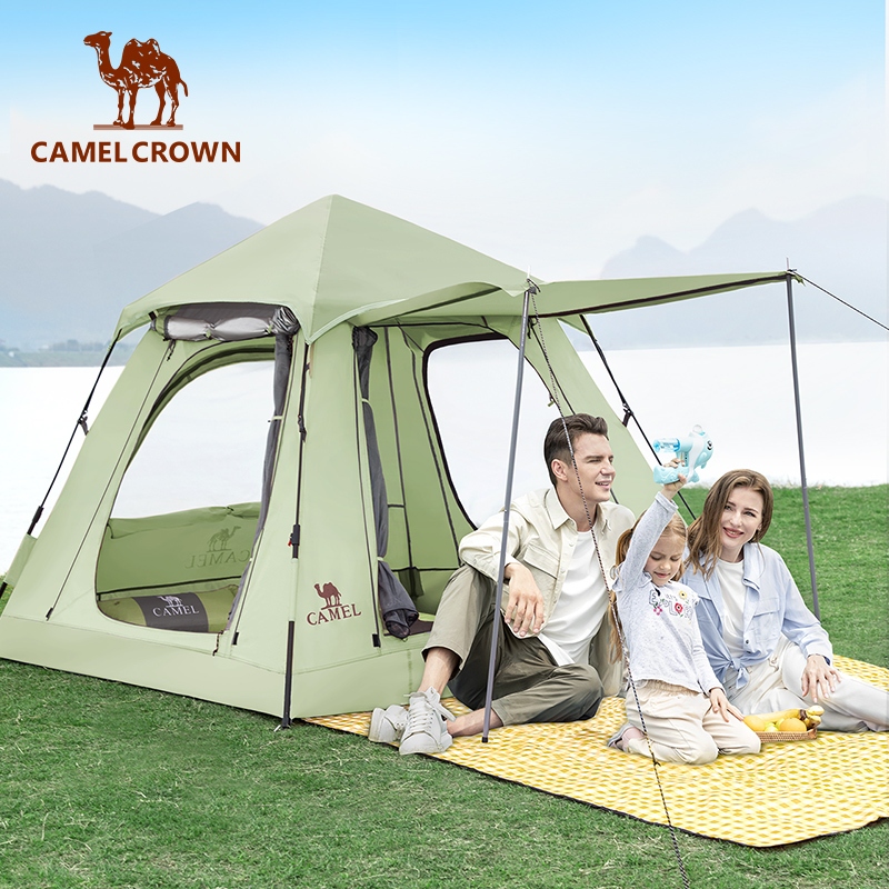 CAMEL CROWN駱駝 戶外帳篷  3 〜 4 人露營野餐自動彈力帳篷防曬防雨帳篷