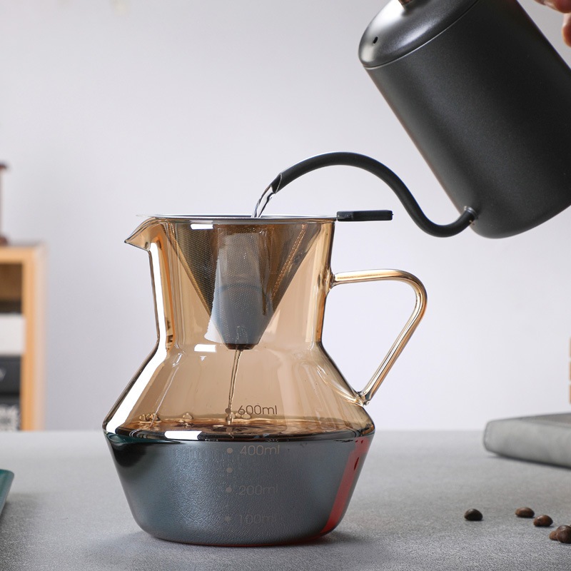 【美式咖啡壺】高硼硅咖啡壺玻璃分享壺 手衝咖啡壺304食品級不鏽鋼過濾