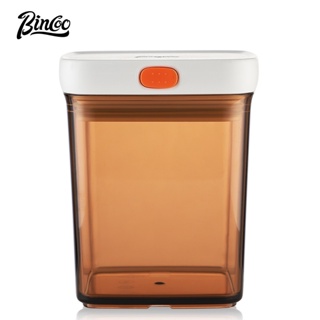 BINCOO 按壓式咖啡豆保存罐 咖啡粉密封罐 方形避光儲物收納罐 550ML/950ML/1.3L