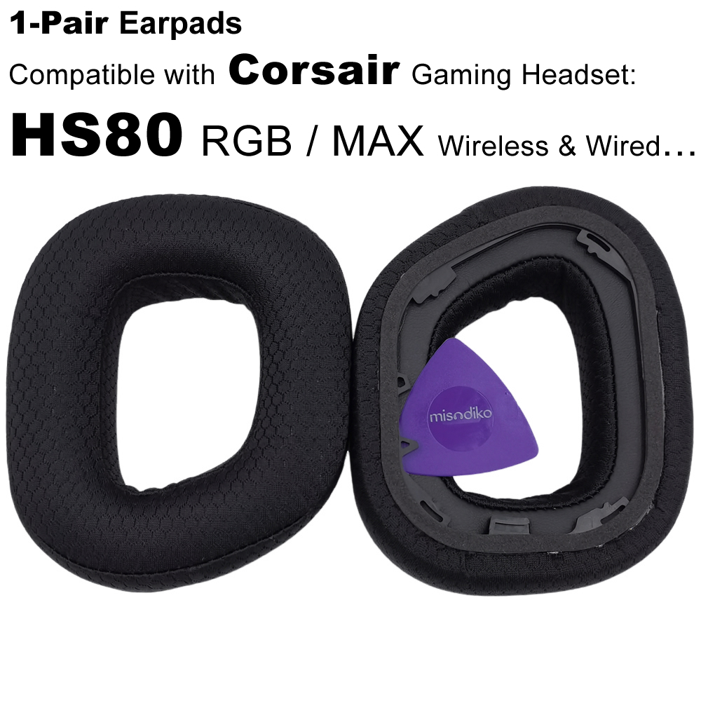 Misodiko 耳墊更換適用於 Corsair HS80 RGB / MAX 遊戲耳機