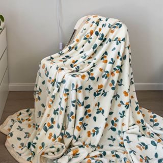 珊瑚絨毛毯法蘭毛毯150*200cm/200*230cm花卉圖案觸感舒適秋冬保暖沙發毯