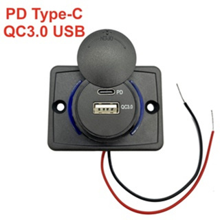 汽車 USB 充電器插座面板 2.4A 4.8A 3.1A PD Type C QC3.0 電源插座適配器 LED 燈