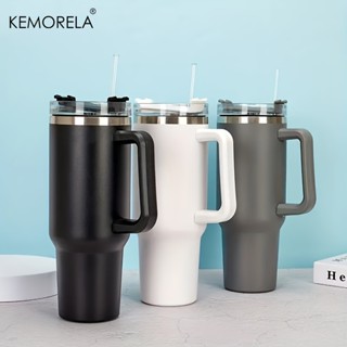 KEMORELA 便攜式 40 盎司保溫杯帶吸管帶手柄不銹鋼保溫咖啡杯雙層不銹鋼保溫汽車水杯