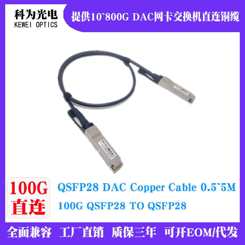 1m DAC 100g QSFP28 高性能無源直接連接電纜模塊 Twinax 電纜