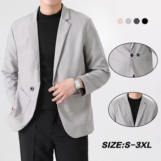 Vupan韓版時尚男裝休閒西裝上衣純色西裝外套免燙西裝外套