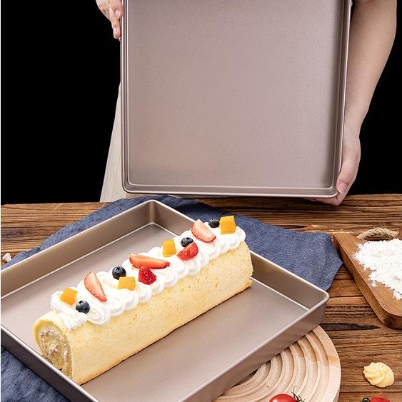 現貨【烤盤模具】28×28 正方形 蛋糕卷烤盤模具 家用 不粘牛軋糖 雪花酥 餅乾 烘焙工具