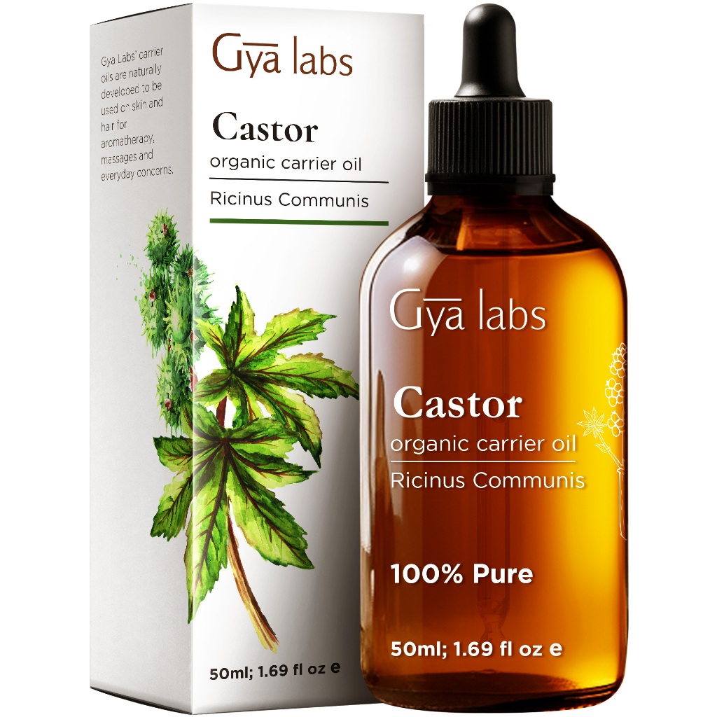 Gya Labs Cosmetics Castor 睫毛和眉毛蓖麻油 - 用於頭髮、睫毛和眉毛的純冷壓蓖麻油 - 皮膚的