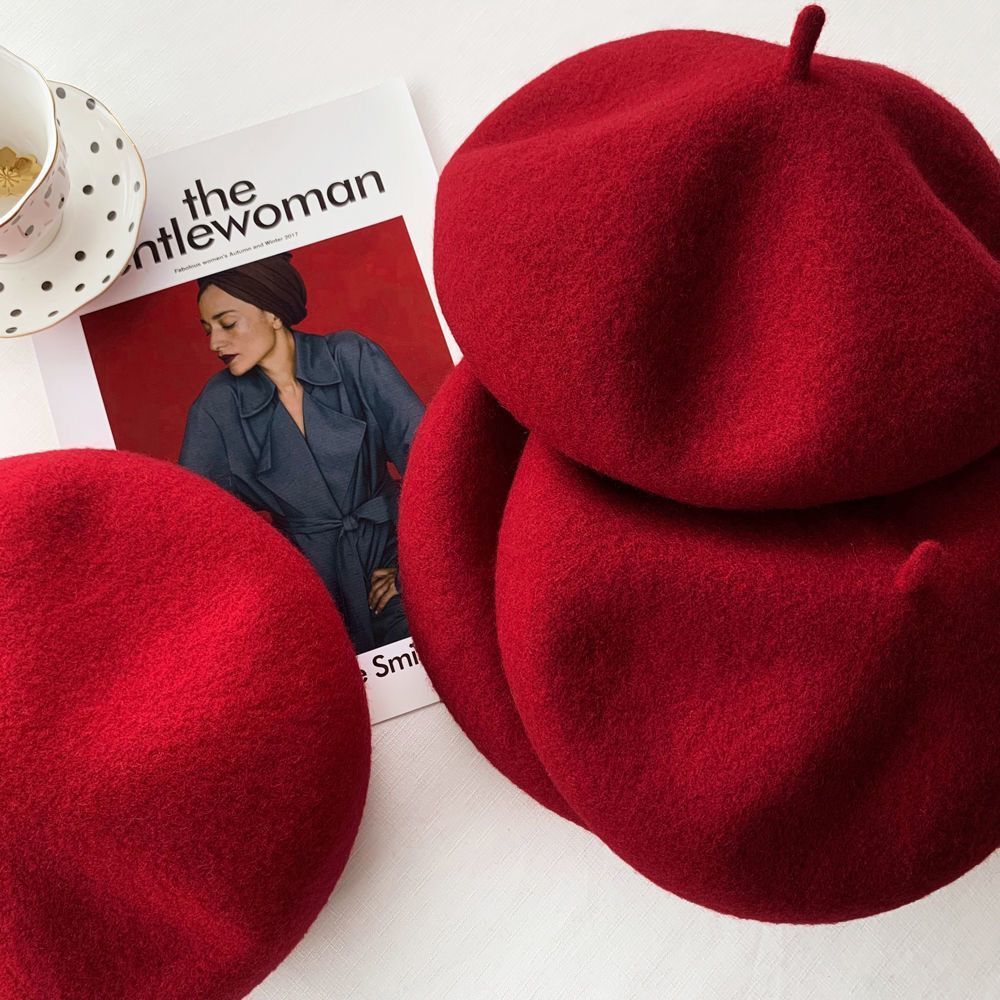 可愛的羊毛貝雷帽英國貝雷帽畫家紅帽