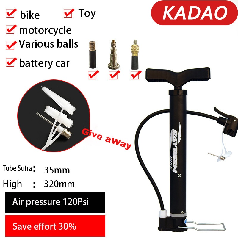 Kadao 自行車打氣筒 120/135PSI 氣泵用於氣球足球籃球自行車輪胎充氣機