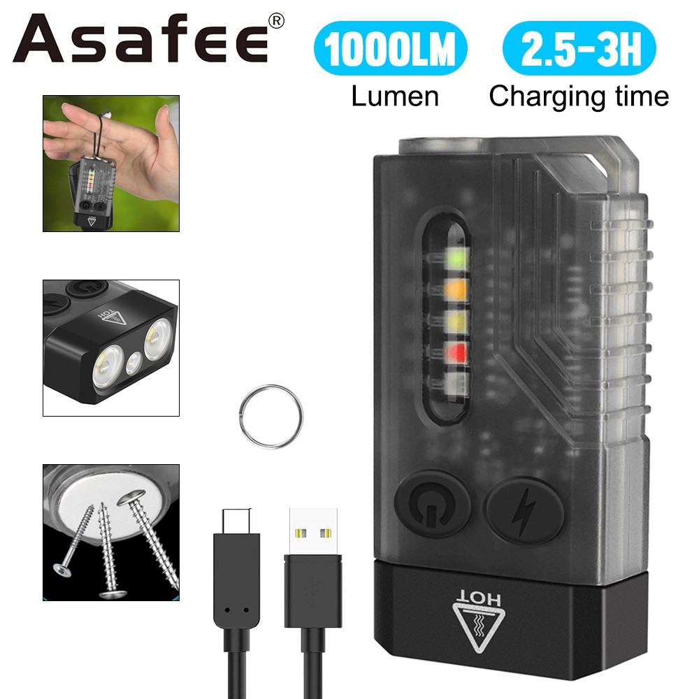 Asafee V10 便攜式戰術迷你手電筒 800LM XM-L2 LED 手電筒帶 USB 內置電池可充電防水手電筒