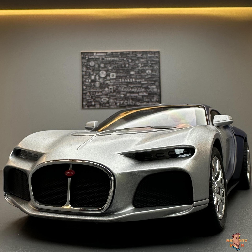 [NAU-MAN]1:24布加迪跑車合金模型回力聲光男孩兒童玩具車豪車汽車收藏模型Bugatti Atlantic
