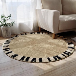 圓形地毯，仿羊絨材質美式奶油風，尺寸60*60cm-160*160cm，柔軟、舒適，地墊臥室，客廳地毯，防滑地墊