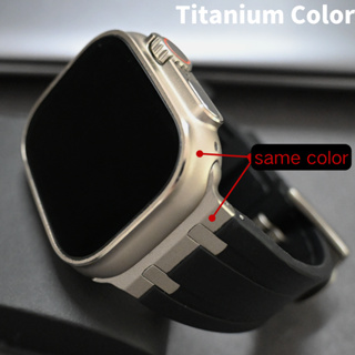 皇家橡树AP表带 防水硅胶 适用Apple Watch Ultra 2 49mm原机钛色表带 s9 8 7 se 44