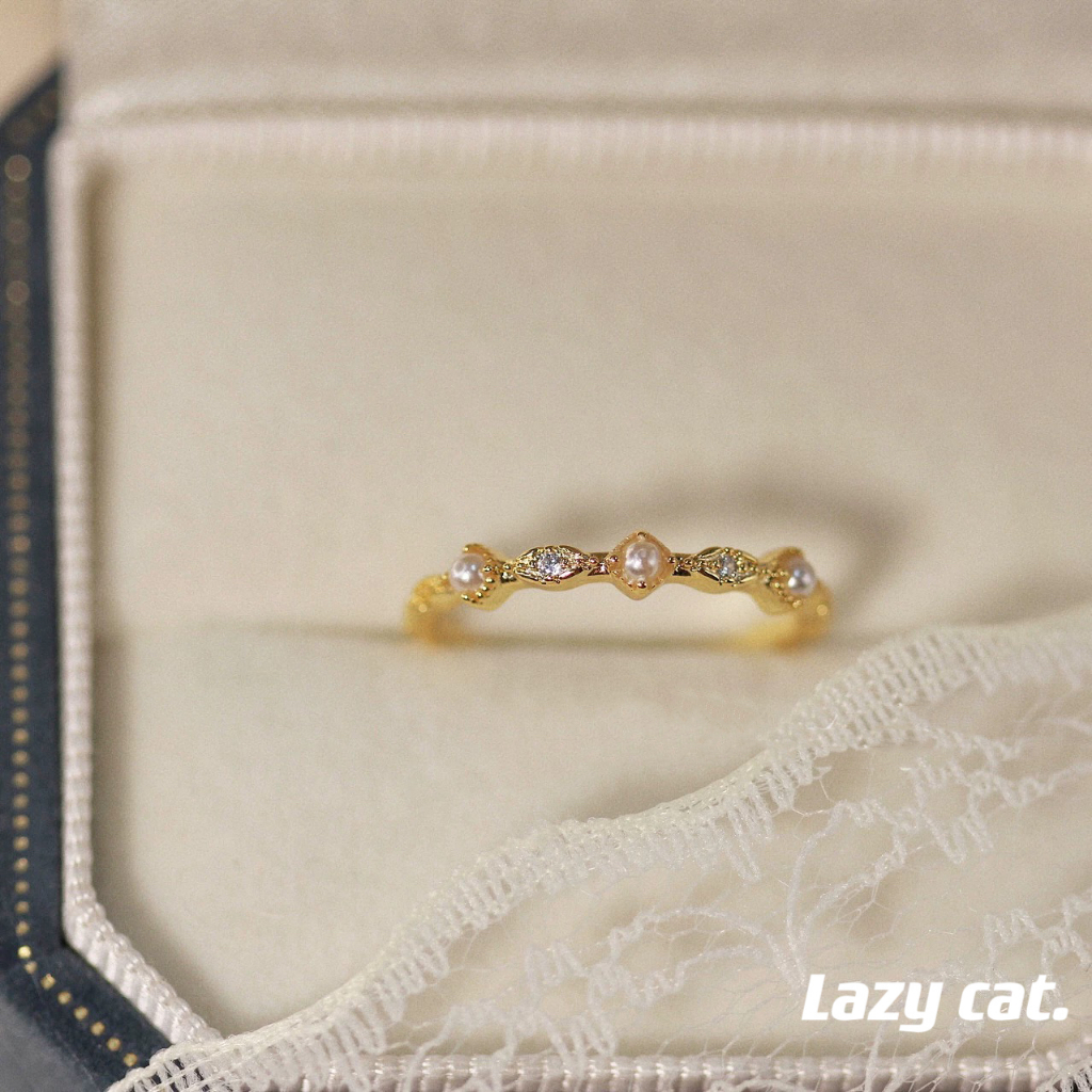日系agete同款可愛精緻鍍金18k 珍珠戒指小眾設計女