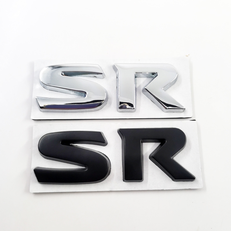 1 x 金屬鉻黑色 SR 字母汽車汽車後備箱標誌貼紙徽章貼花替換 NISSAN SENTRA SR