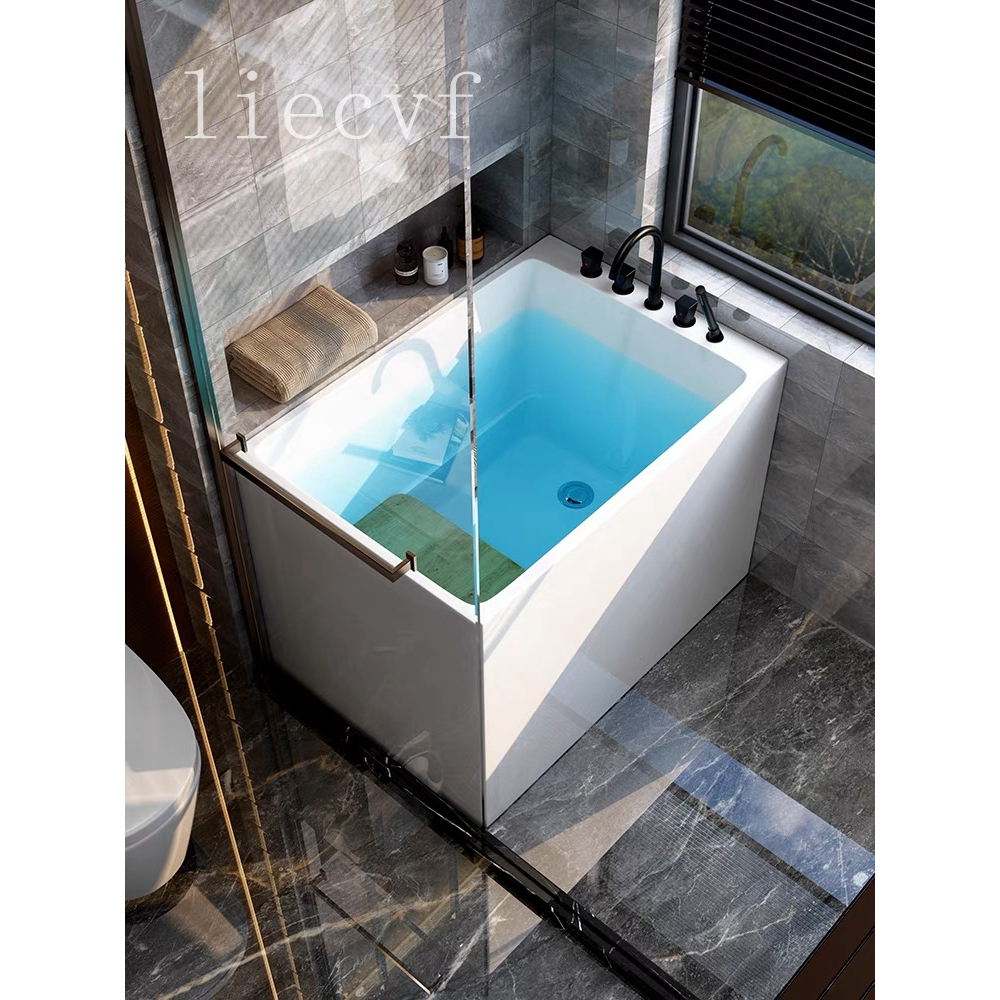 新款#【贈送贈品】日式小浴缸家用小戶型深泡坐式可移動亞克力小型迷你小浴盆