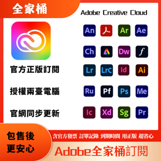 [正版訂閱]Adobe Creative Cloud 完整版應用程式 | 12個月 | Windows/Mac兼容