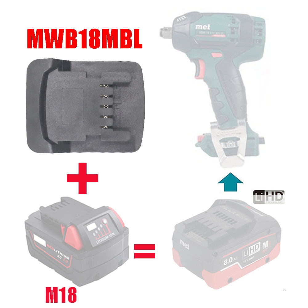 轉換適配器適用於Milwaukee 米沃奇18V電池 轉Metabo麥太保/美達寶工具