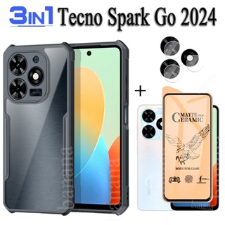 適用於 Tecno Spark Go 2024 防震手機殼+陶瓷磨砂膜+相機鏡頭膜