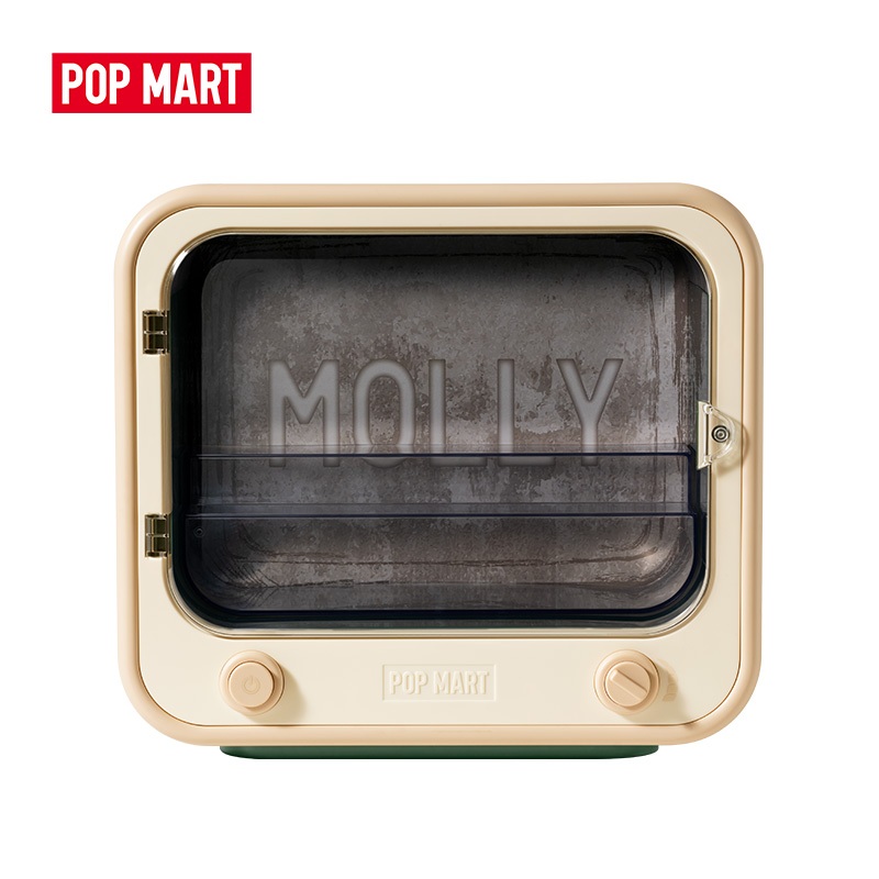 POPMART泡泡瑪特 MOLLY週年雕塑經典迴歸系列-電視機發光展示盒道具玩具創意禮物盲盒