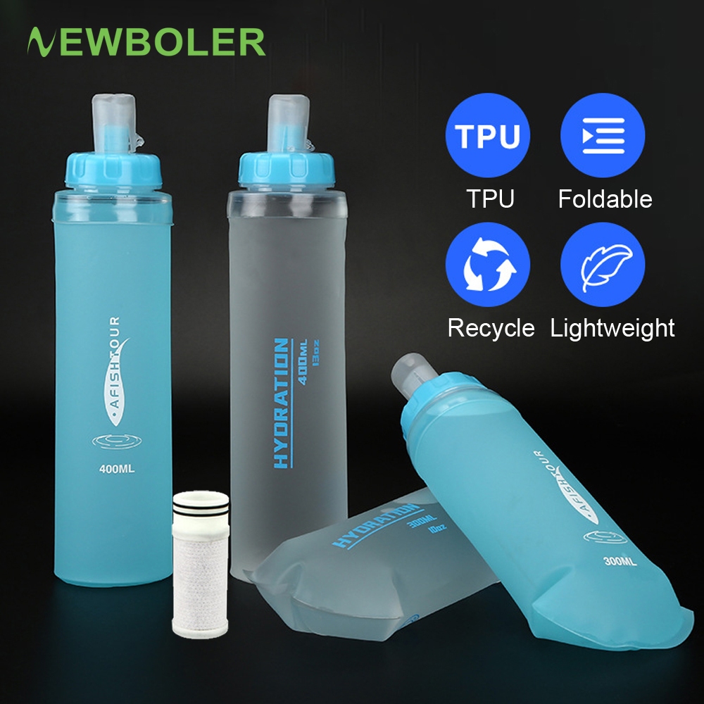 Newboler 300ml 400ml 可折疊軟瓶 TPU 擠壓戶外運動跑步自行車軟水瓶