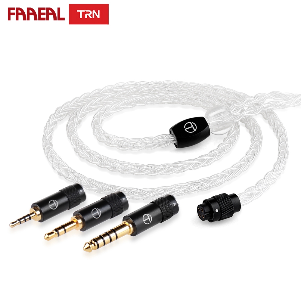 Faaeal TRN T3 PRO 替換線 8 芯純銀線 2.5/3.5MM 帶 MMCX/2PIN 連接器升級耳機線