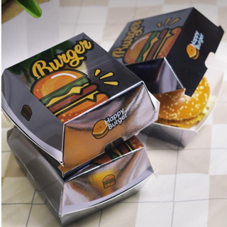 現貨【漢堡盒】 網紅 免摺疊 高檔 美式漢堡打包盒 肯德基漢堡包便當盒 加厚 漢堡收納盒