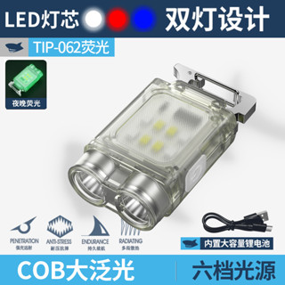 微笑鯊正品 TIP062 迷你工作燈 Led 鑰匙扣燈小手電筒 Type-C充電帶磁吸 帽夾開瓶器多功能汽修燈紅藍警示燈