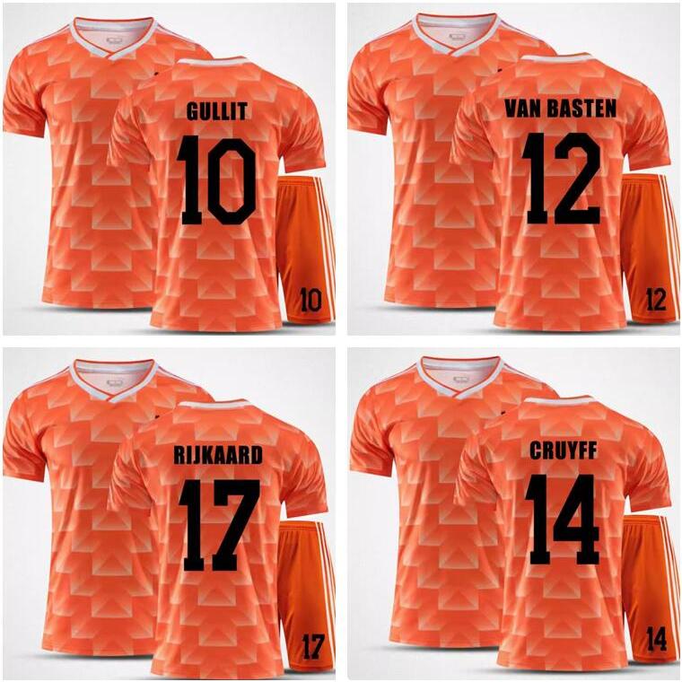 1988 年荷蘭主場復古足球球衣荷蘭足球男式兒童套件復古荷蘭 1988 年復古襯衫