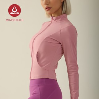 moving peach 騎車外套秋立領夾克拉鍊登山外套緊身顯瘦休閒戶外跑步健身衣服瑜珈長袖口袋運動外套女騎行服 ash