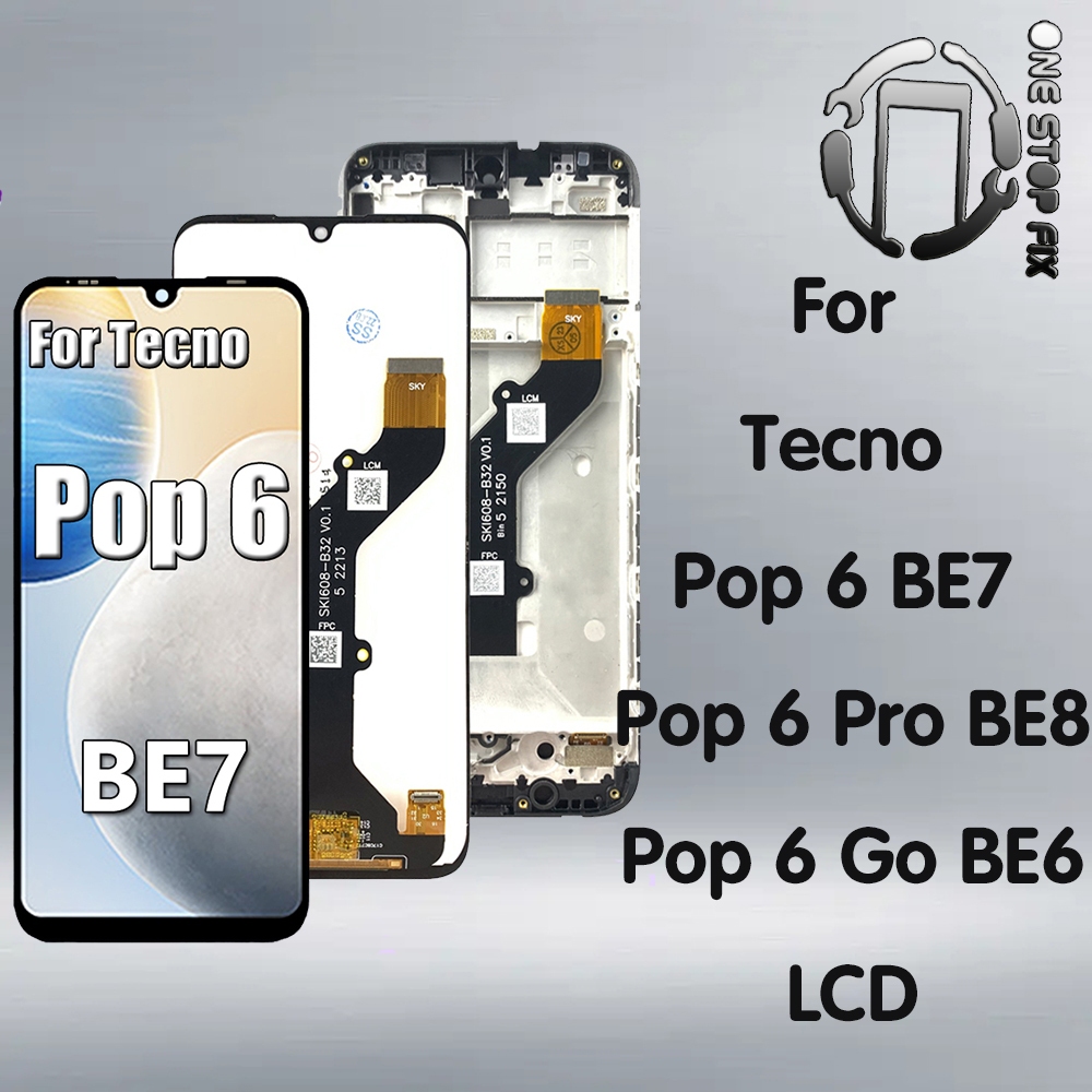 6.56'' 適用於 Tecno Pop 6 Pro 6Pro BE8 BE7 BE6J LCD 顯示屏觸摸屏數字化儀組