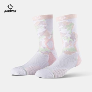 Rigorer 男式籃球襪迷彩圖案高幫襪舒適透氣襪