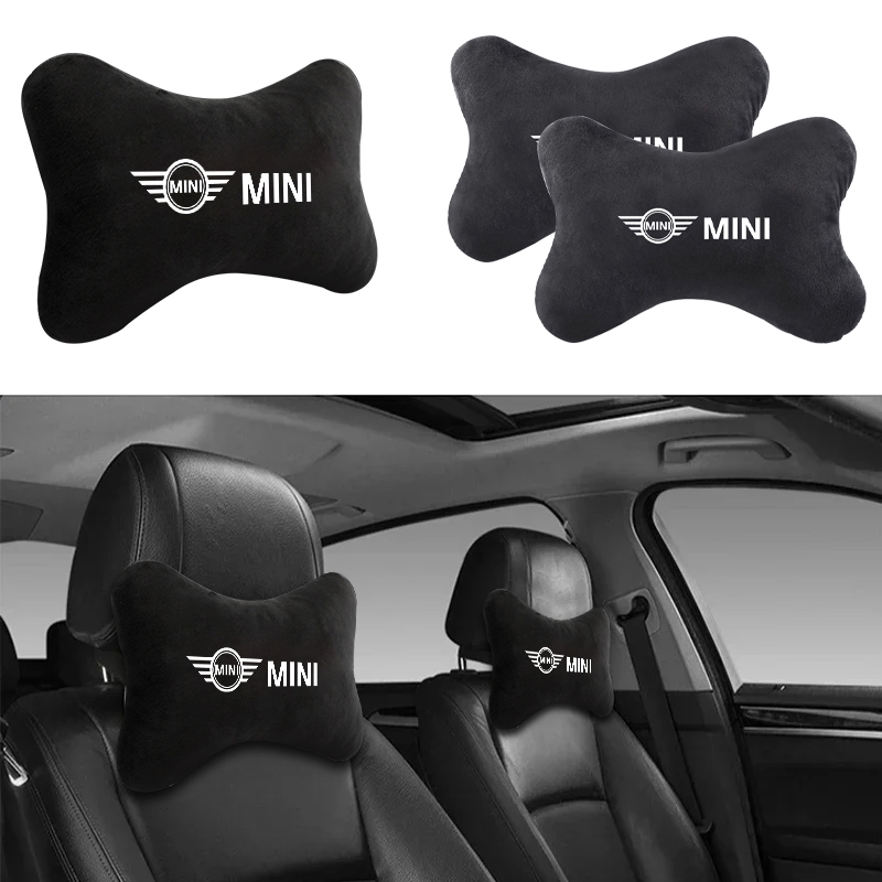 1 件裝汽車標誌設計黑色汽車枕頭頭枕頸墊支撐座套枕頭適用於 Mini Cooper One S R50 R53 R56