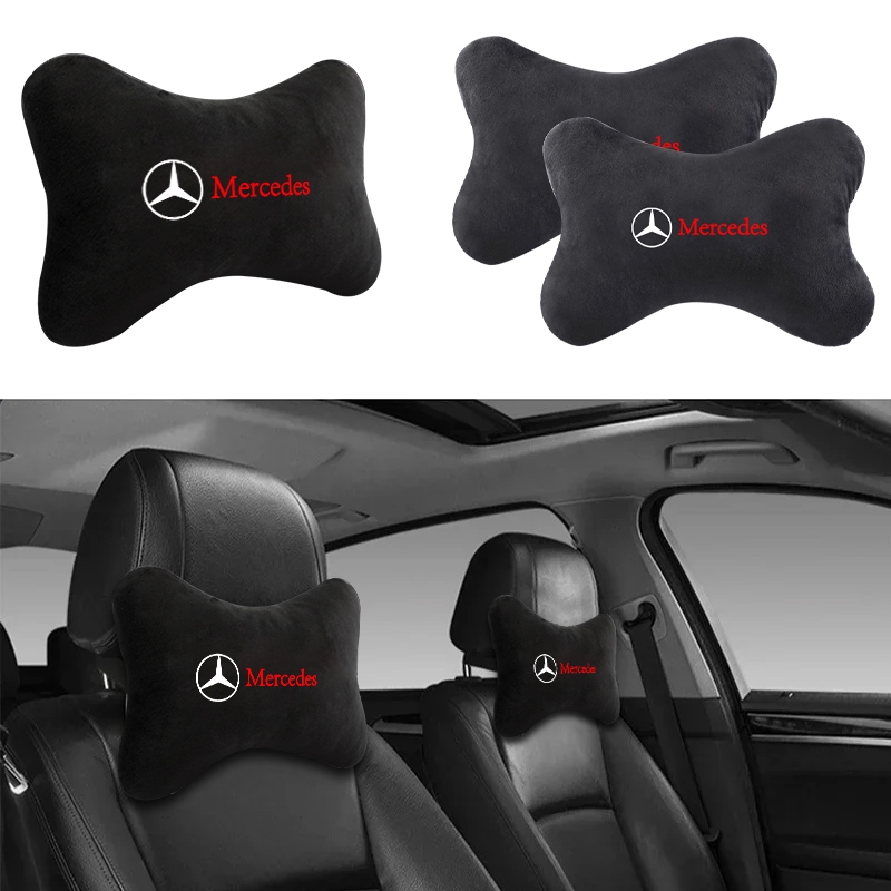1 件裝汽車標誌枕頭透氣汽車頸托頭枕汽車頭枕靠墊支架適用於梅賽德斯奔馳 W212 W211 W210 W203 W204