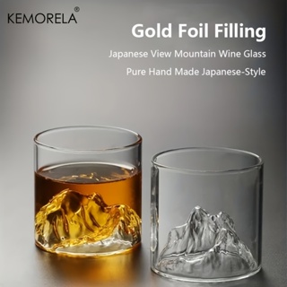 KEMORELA 創意富士山威士忌酒杯透明伏特加咖啡杯耐熱茶杯酒具玻璃山景杯藏山杯威士忌酒杯水杯