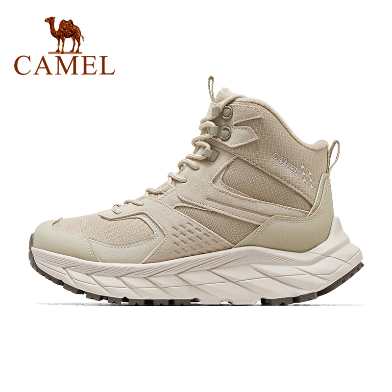 Camel 登山鞋女款絲絨保暖運動高幫防滑登山鞋