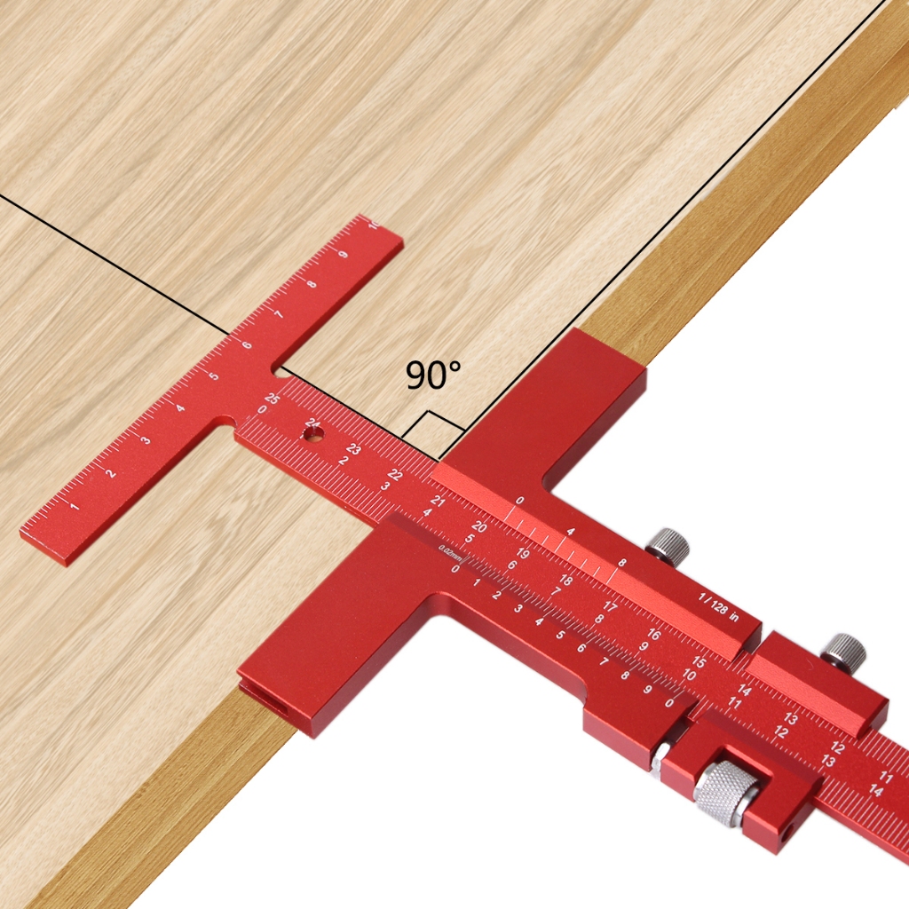 木工公制/英制t型尺多功能劃線標線規鋁合金深度規測量工具