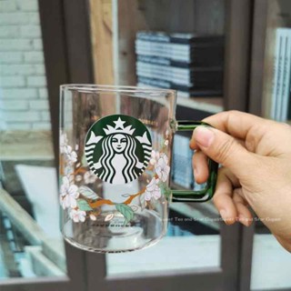 ins韓系星巴克杯子 星巴克玻璃馬克杯 高顏值玻璃杯 大容量水杯 牛奶咖啡杯 把手早餐杯 辦公室杯子
