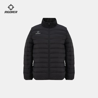 RIGORER短版黑色羽絨服2023冬季新款籃球運動休閒訓練保暖防風短外套
