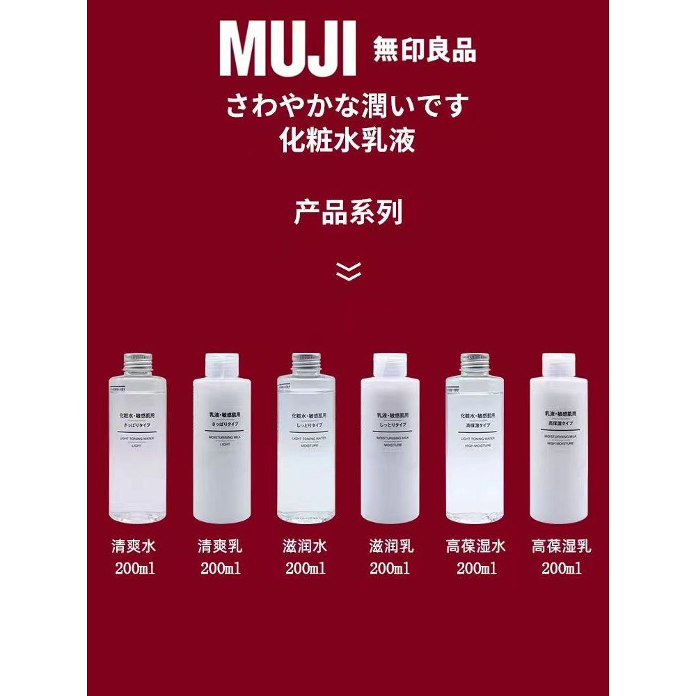 日本正品MUJI無印良品水乳敏感肌清爽滋潤化妝爽膚水乳液保溼套裝