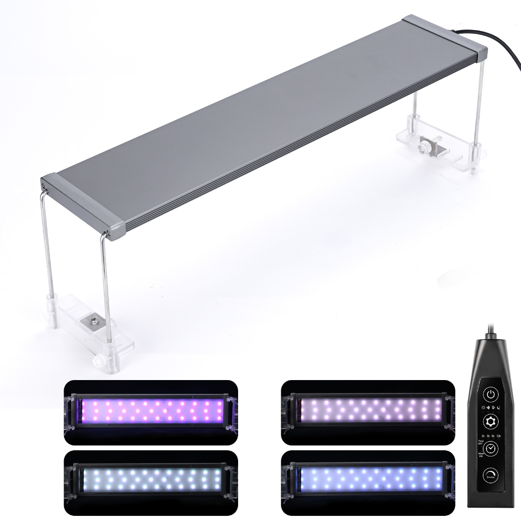RGB Pro LED 水族植物燈-帶定時器的全光譜魚缸水草燈,24/7 循环自動開/關,可調節亮度,淡水缸4 種模式