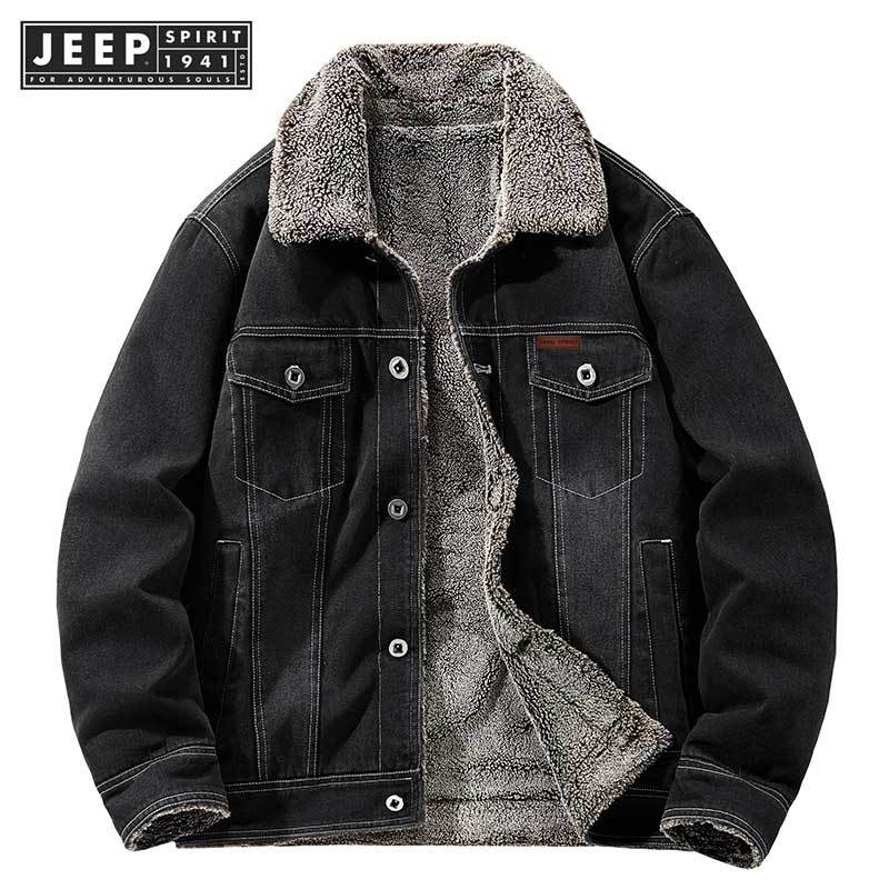 JEEP SPIRIT 1941 ESTD 2023 冬季新款天鵝絨加厚牛仔外套