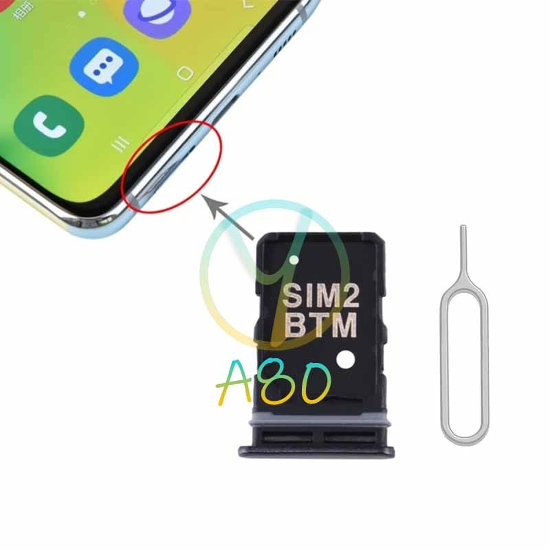 SAMSUNG Sim 卡托盤適用於三星 Galaxy A80 A805 單雙 Sim 卡讀卡器 Sim 托盤支架 SD